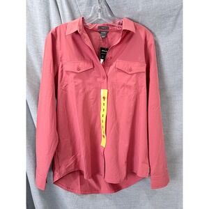 Eddie Bauer Womens Departure Shirt S Pink Classic Fit Stretch Moisture Wicking